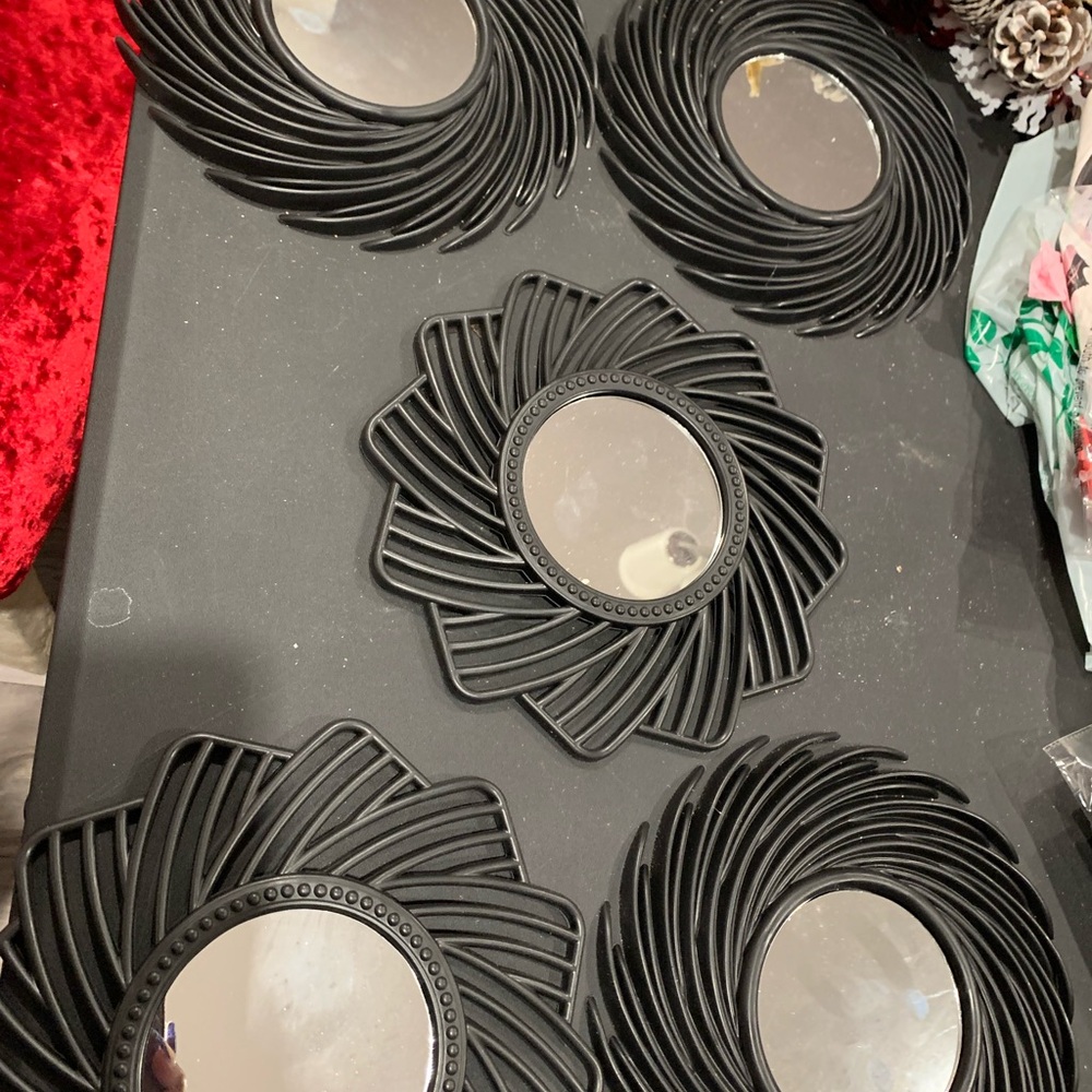 Black Swirl Wall Mirror Set